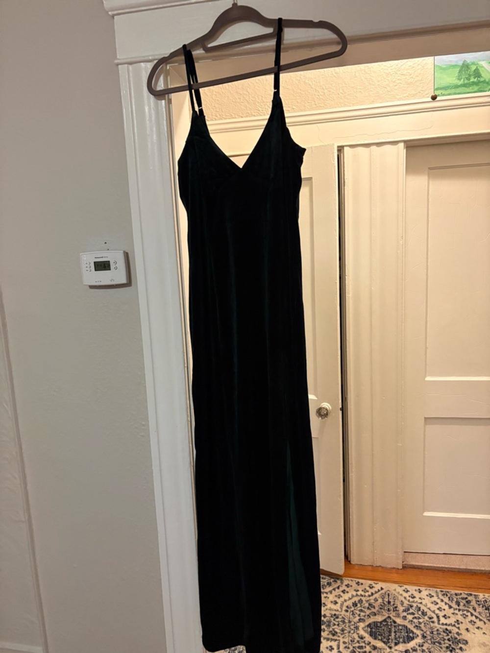 Lulu's Dark Green Velvet Slip Dress